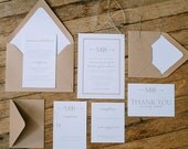 Rustic heart and arrow wedding invitation suite with reply card - Alice.