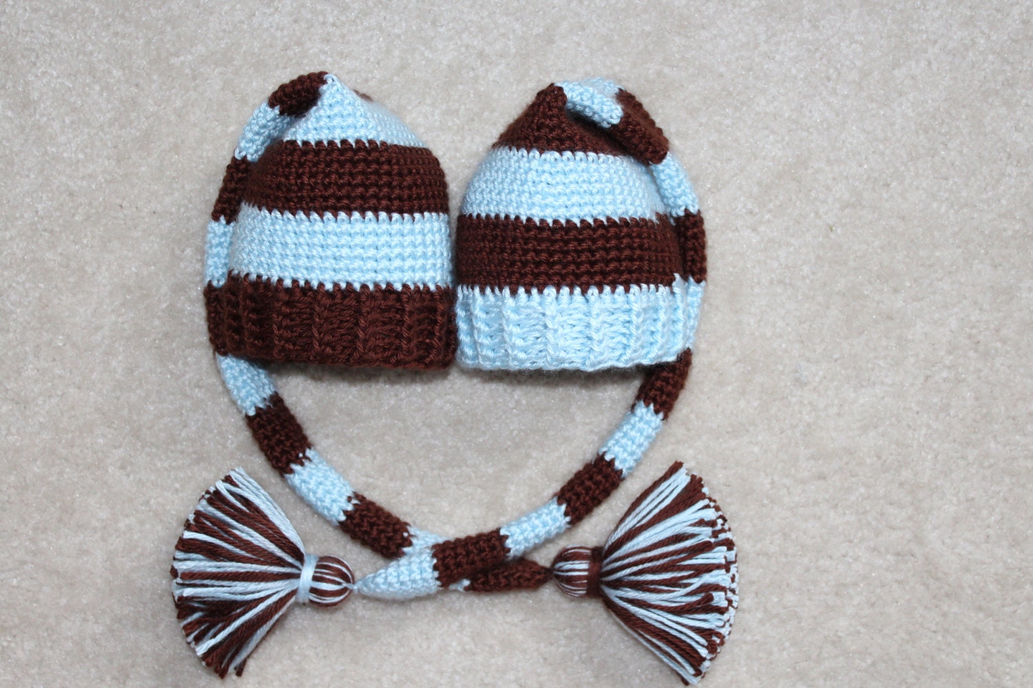 Newborn Twin Elf Hats, Newborn Boy Hats, Long Tail Stockings, Newborn Photo Prop.