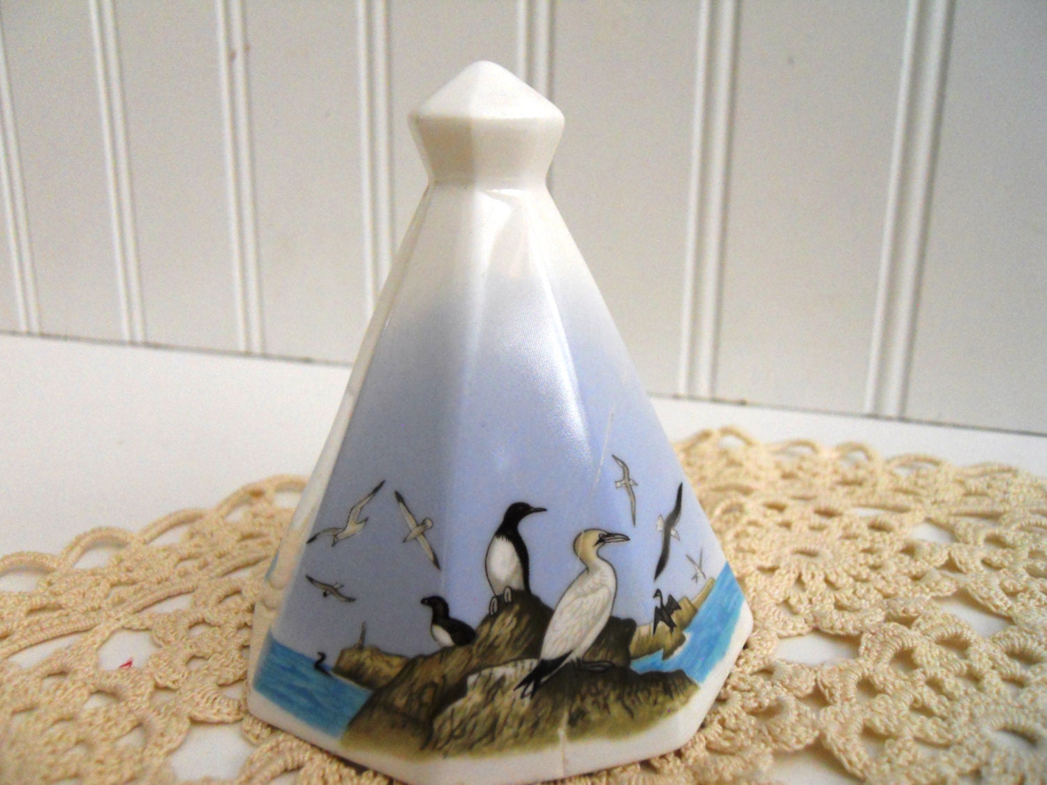 Poole China Hand Bell. English Bone China  Sea Birds Perched On Rocks.
