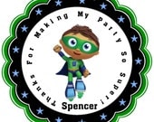 Super Why Personalized Stickers - Party Favors - Birthday Stickers - Gift Tag - Baby Shower - Choice Of Size (64)
