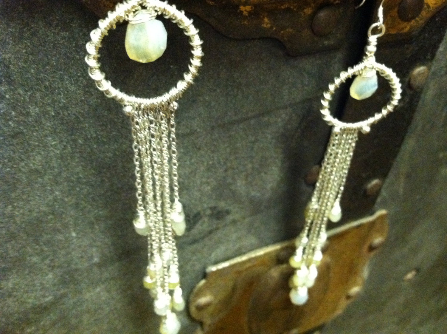 Sold can make custom Carnelian & Agate Sterling Silver Hoop Danglers