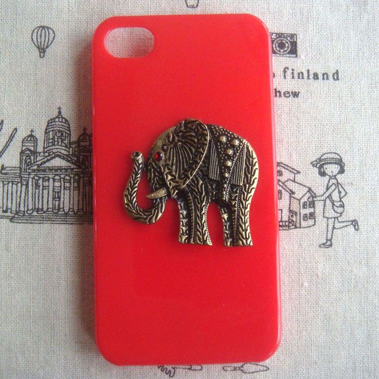 Steampunk Elephant Red hard case For Apple iPhone 4 case iPhone 4s case cover