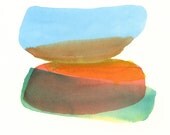 original watercolor painting, multicolor watercolor blend in earth and sky tones, modern watercolor painting