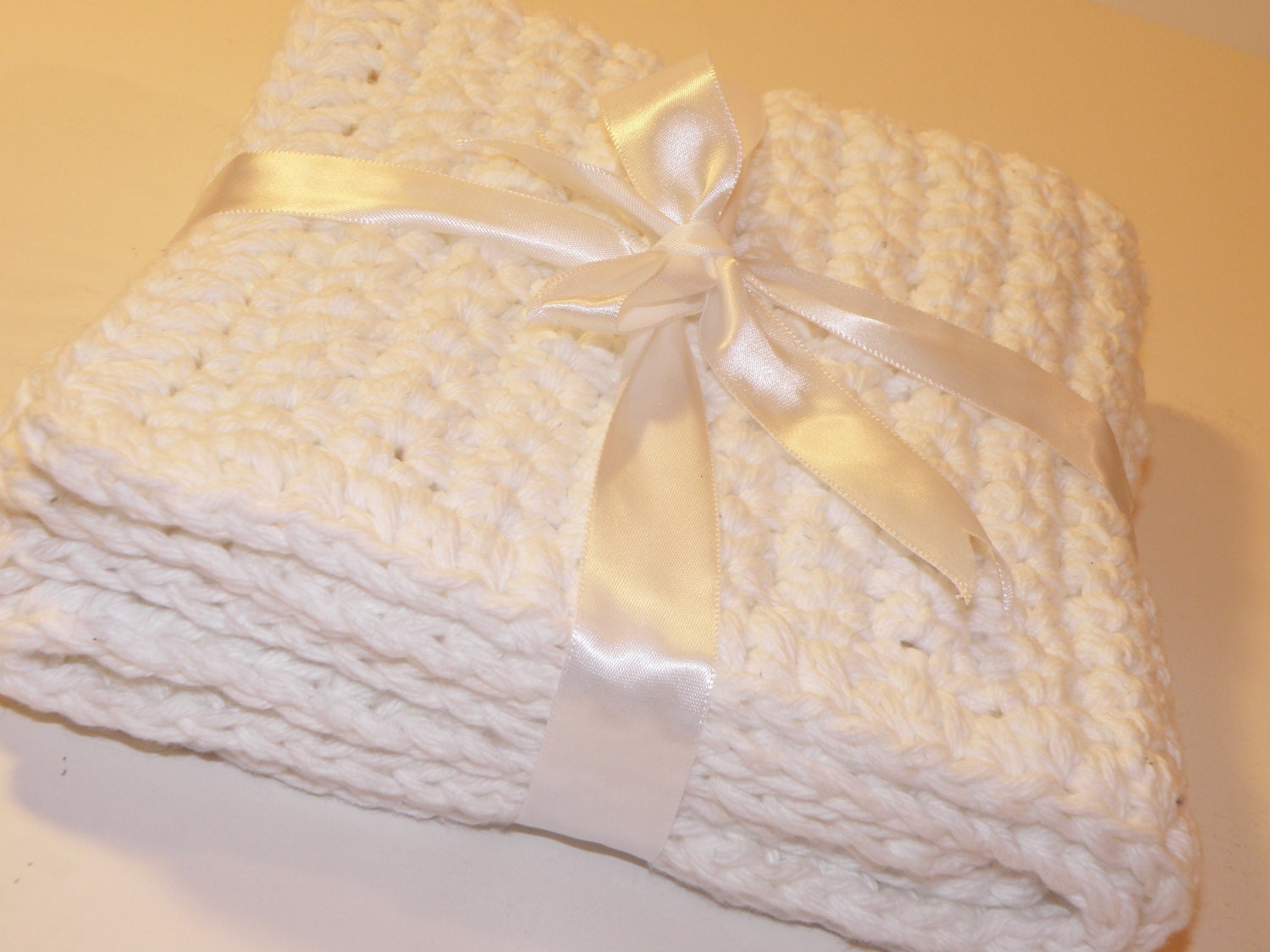 Handmade Bath Rug and Soap Saver Sack Gift Set,  Crocheted Spa  Bathroom Gift Set in Natural Fiber- Cotton Yarn