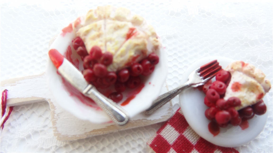 Dollhouse Miniature Sweet Cherry Pie-dollhouse miniature food, bakery, sweets
