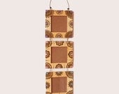 Three 3x3 inch hanging Wood Henna Frames set with  purple, pink and blue Indian, floral and  Moroccan design