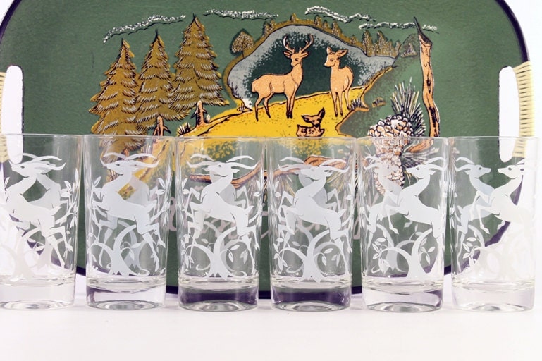 Vintage Gazelle High Ball Tumblers by Federal Glass set of six (6)