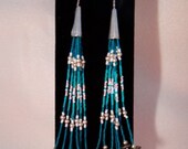 Long Strand Beaded Earrings with Abalone Shell- Native American Style