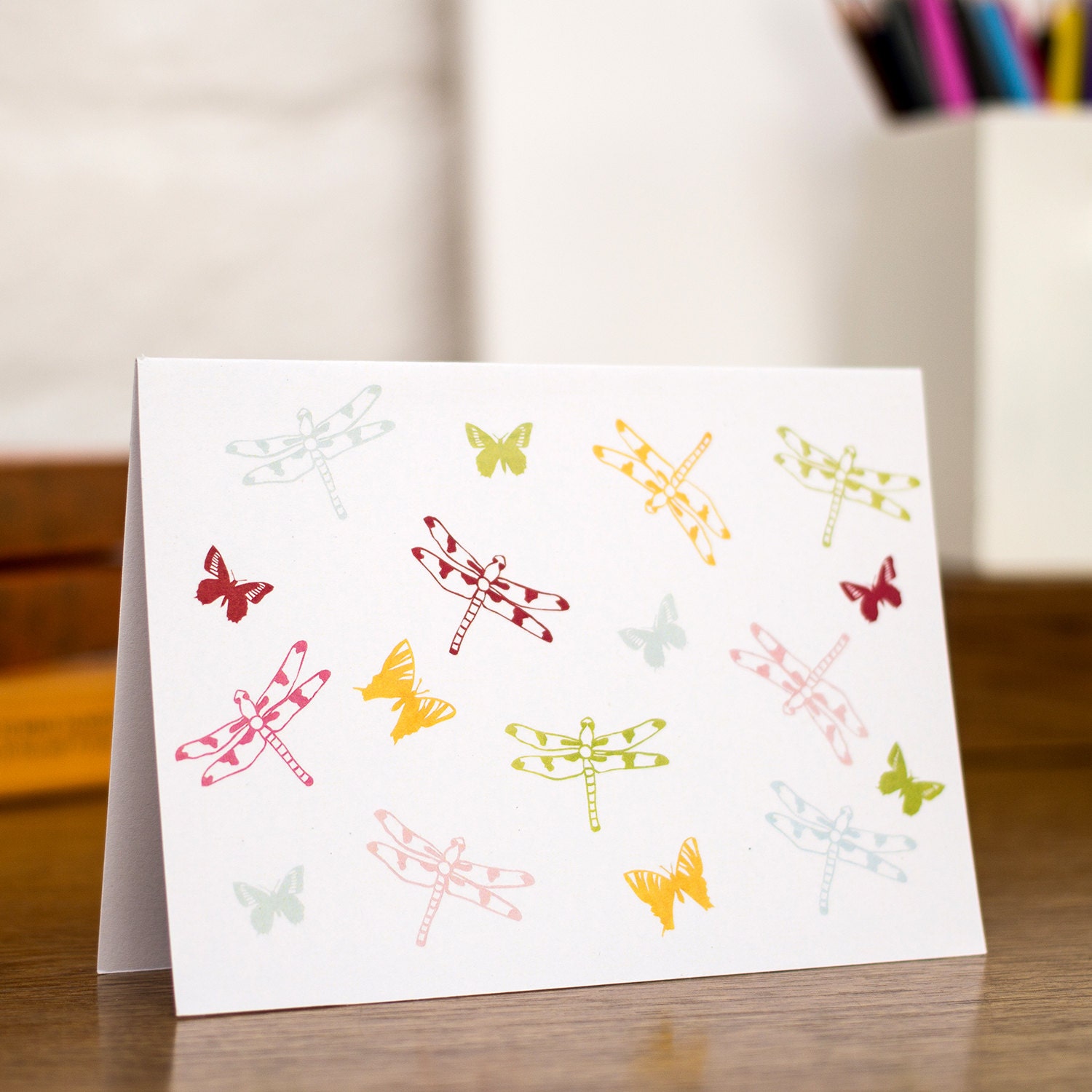 Dragonflies and Butterflies Themed Greetings Card