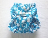 Red or Aqua Hibiscus One Size pocket diaper