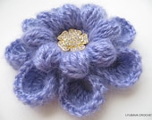 Instant Download Tutorial Pattern Crochet Mohair Brooch Gorgeous Flower 8 Petals 2 Layers, Cluster Stitch, Lyubava Crochet Pattern number 82