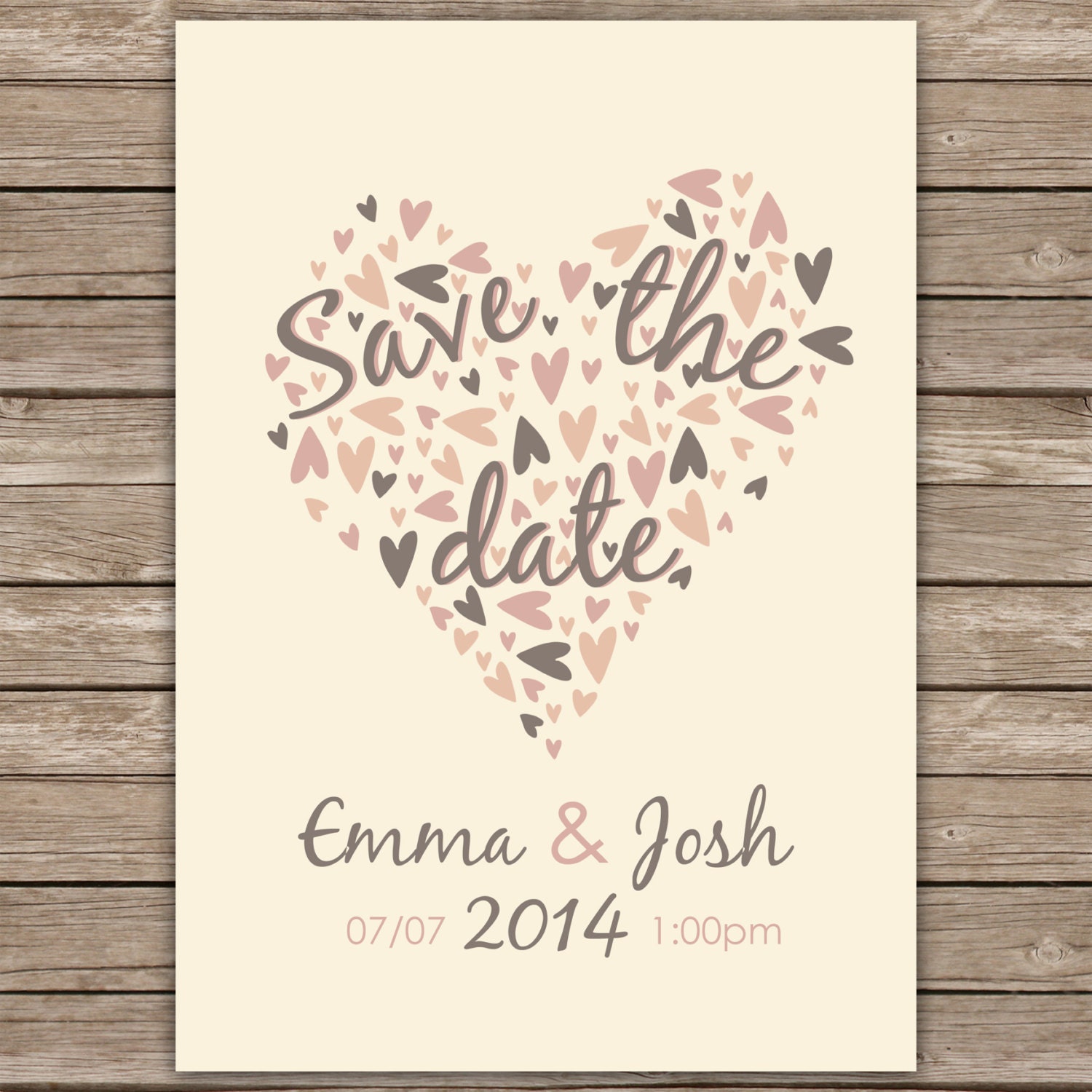 50 Personalised Bespoke A6 Save the Date cards including envelopes