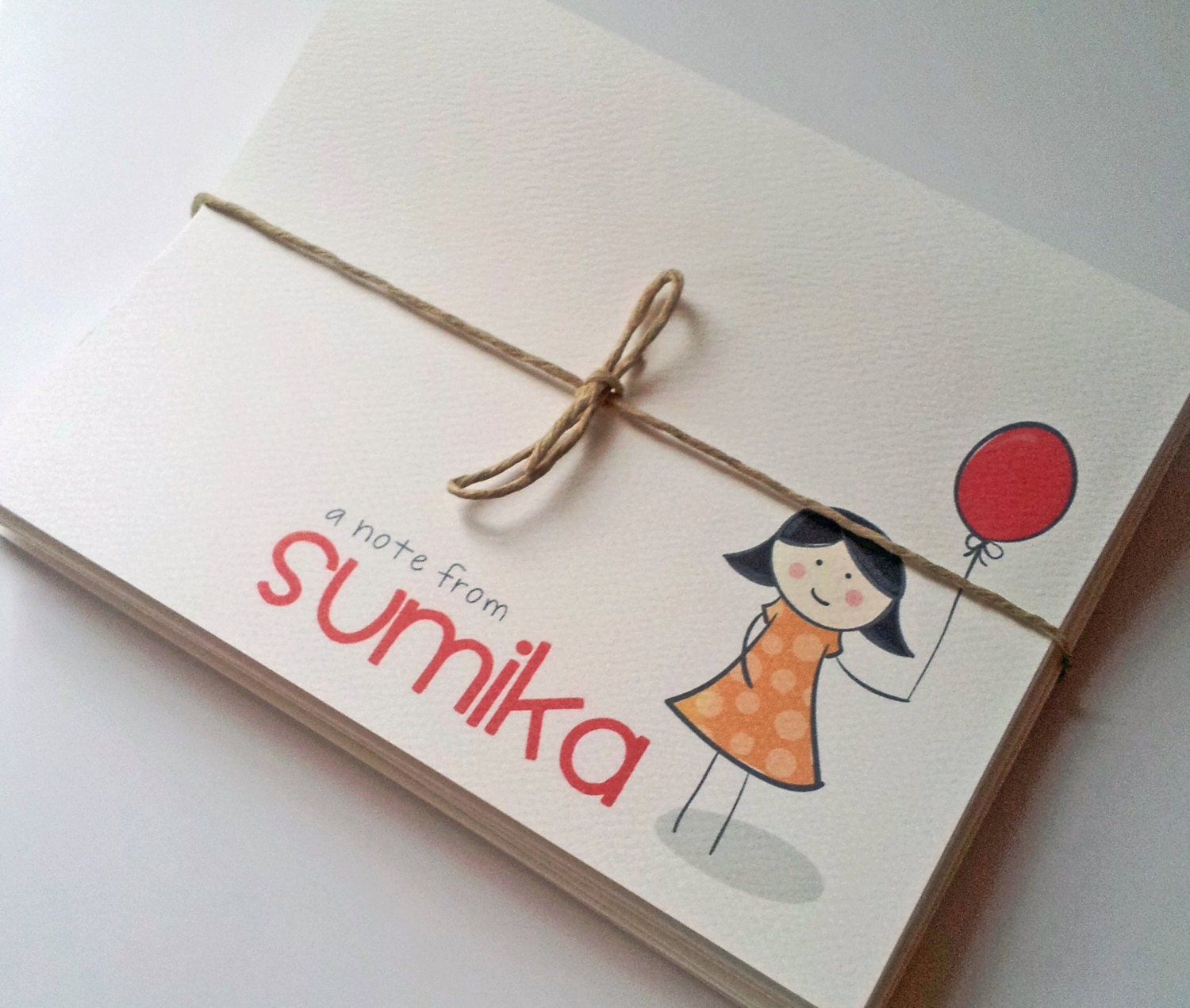 Kid's Stationery - Customized & Personalized Children's Note Cards - Hand Drawn Set of 10 w/ Envelopes - Choose Hair Color, Skin Color