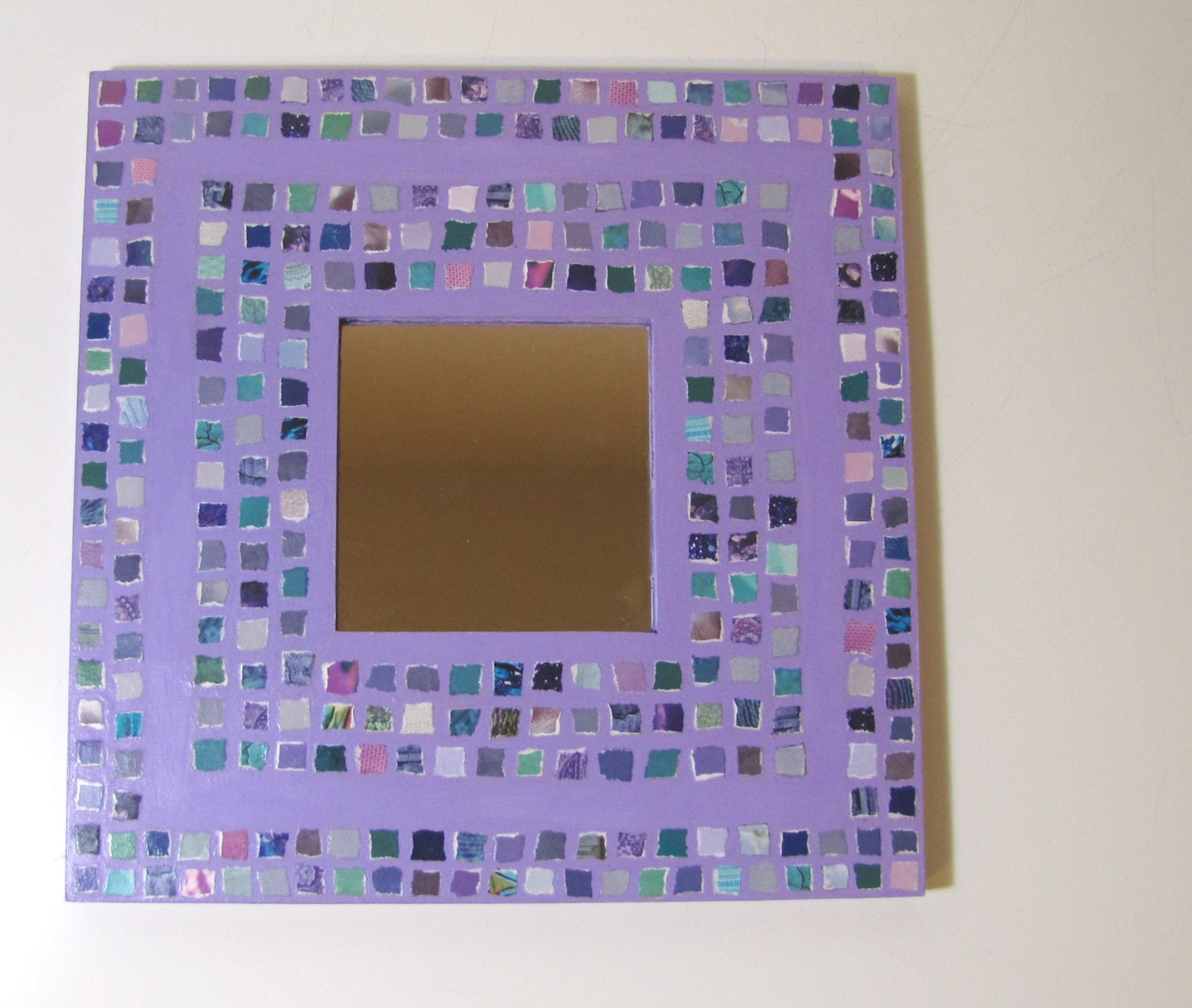 Purple Wall Hanging Mirror & Wooden Frame Home Decor Shabby Chic Art Mosaic Look Handmade Home Decor Lavender