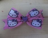 Little Girl Baby Hello Kitty Purple and Pink  ribbon hair bow clip