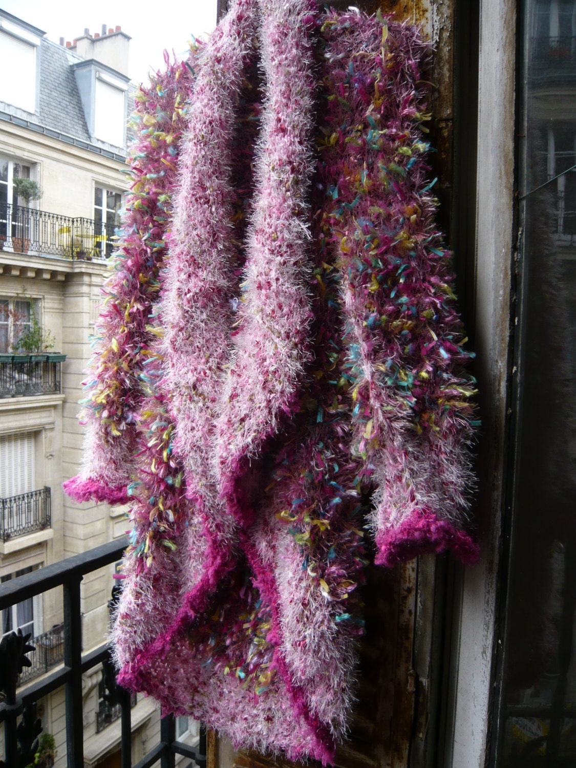 handknitted coat,eccentric,fairy,luminous,colourful,psychedelic,thousand flowers with different threads in 3D.FREE SHIPPING