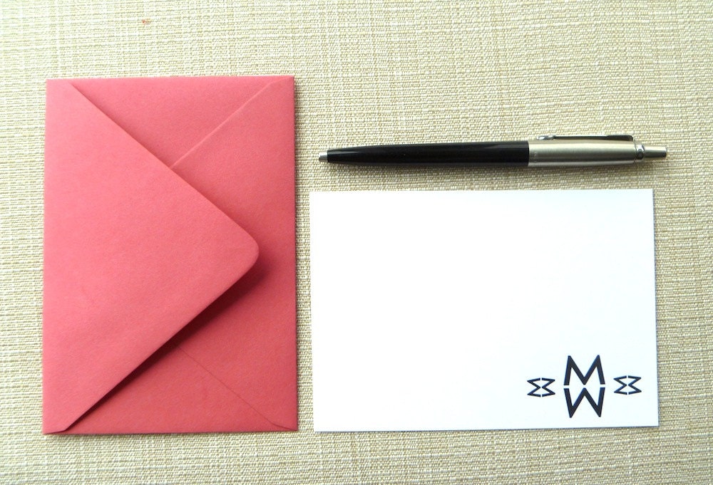 Graphic Monogram Design Note Cards