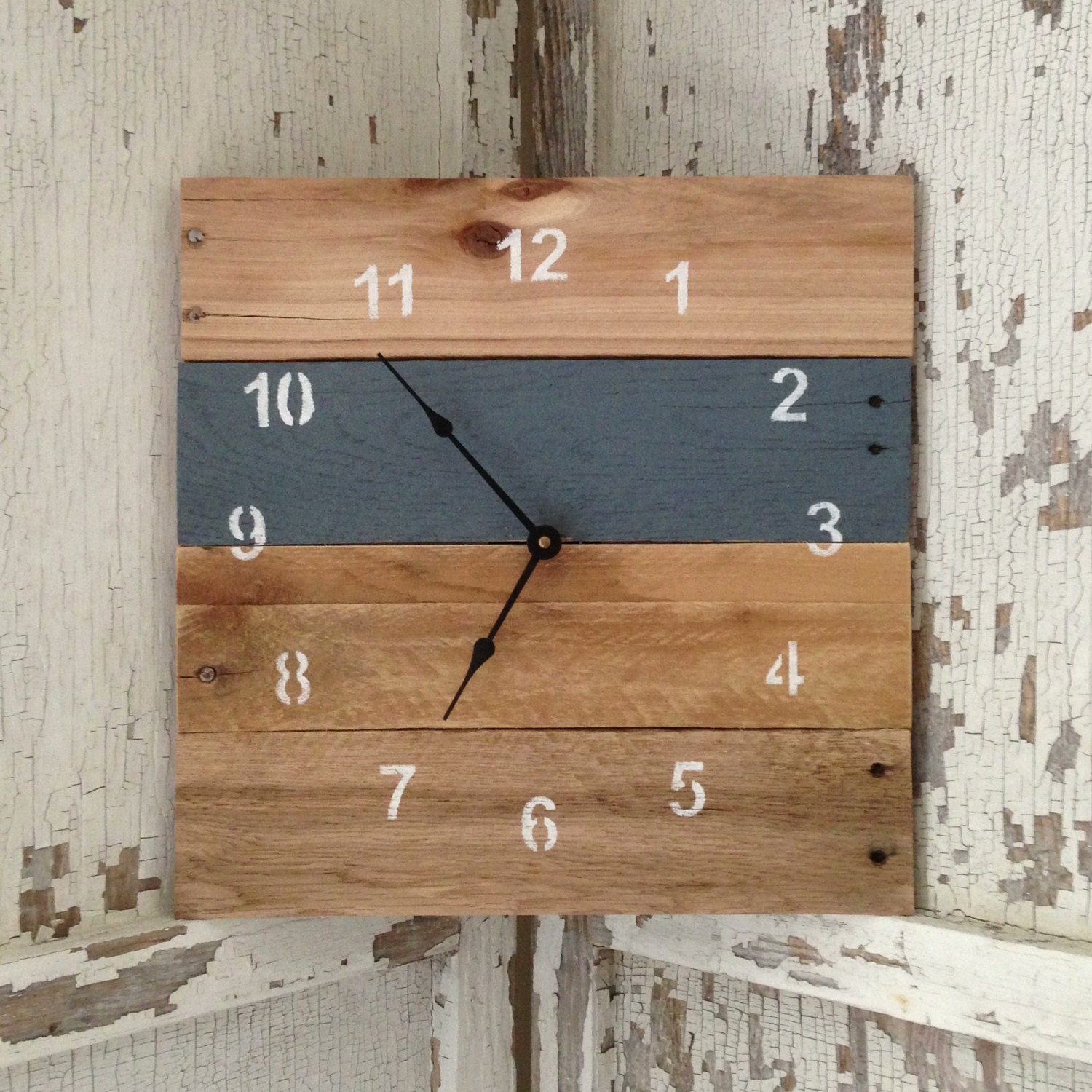 Reclaimed Pallet Wood Wall Clock (10 Color Choices)