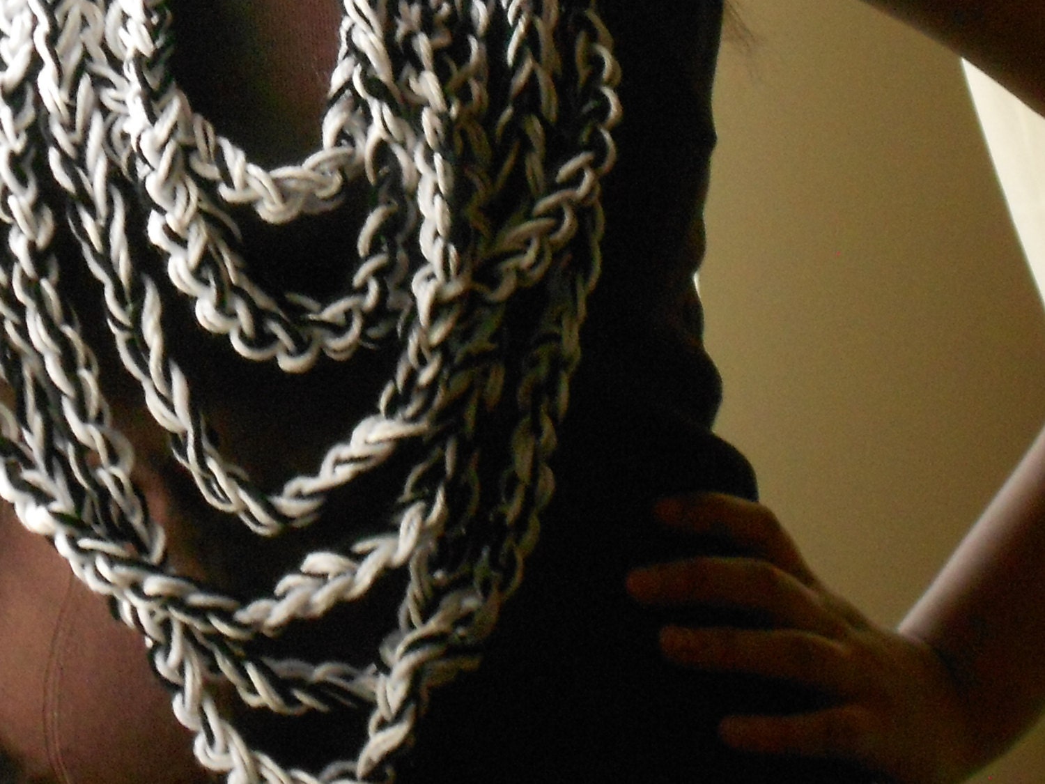 Handmade Crochted Multi Strand Cotton Scarf For Every Day  Accent Scarf