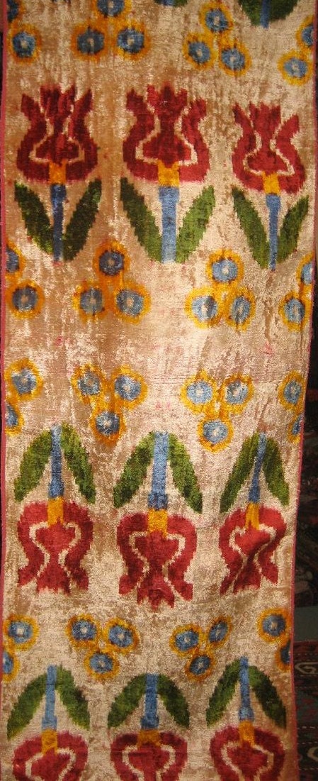 silk ikat velvet fabric,handmade fabric,alabahmal,1 yard
