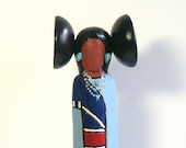 Tewa Hopi Native American Indian 12" faceless wooden art doll Ooak hand carved collectible