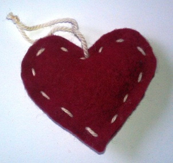 Red felt heart - Christmas tree ornament