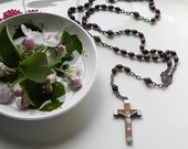 Early Vintage rare Old Style French Wooden Rosary Beads very long length gorgeous