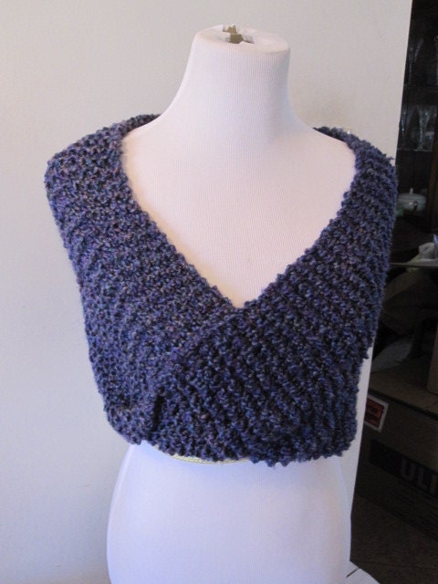 Blue / Purple  Homespun Knit Shrug, Infiniti Scarf, Moebius. Circle Scarf, Shawlet, Capelet, Snood, Cowl