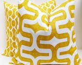 Throw Pillow Covers 20x20 inch Yellow Pillow Decorative Throw Pillow Covers Ikat Pillow Housewares Printed fabric on front and back