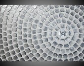 36 x 24 Large Painting Abstract Modern Art Wall deco Textured White Metallic Silver Squares Ready to Hang FREE SHIPPING