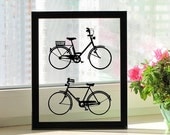 Male and Female Bicycle Handmade Original Papercut Gift: Hand-Cut Paper Art Silhouette (UNFRAMED)