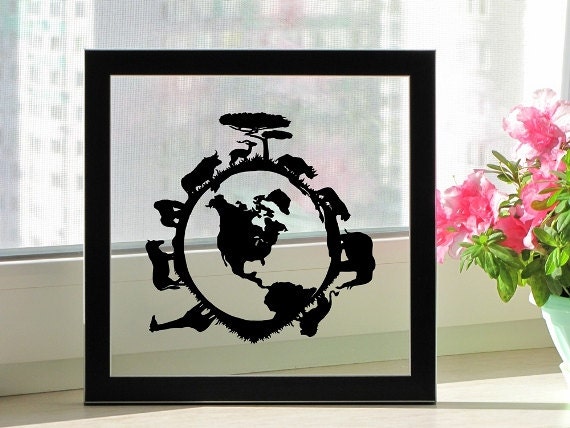 Wild Nature Handmade Original Papercut Gift: Hand-Cut Paper Art Silhouette (UNFRAMED)