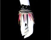 Spiked MultiChain Bracelet Pink Silver & Black