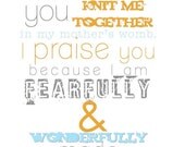 PSALM 139 - Digital File to Print Christian Nursery Subway Art - Baby Boy Room Decor - New Baby Shower Gift GRAY Orange BLUE