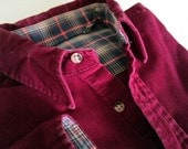 Vintage Burgundy Corduroy Shirt Jacket Button-Flap Pocket -- M 15/15.5 Medium