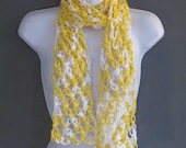Love Knot Scarf in Shades of Yellow. Summer Scarf. Made to order.