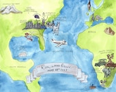 Illustrated Watercolor Wedding Map