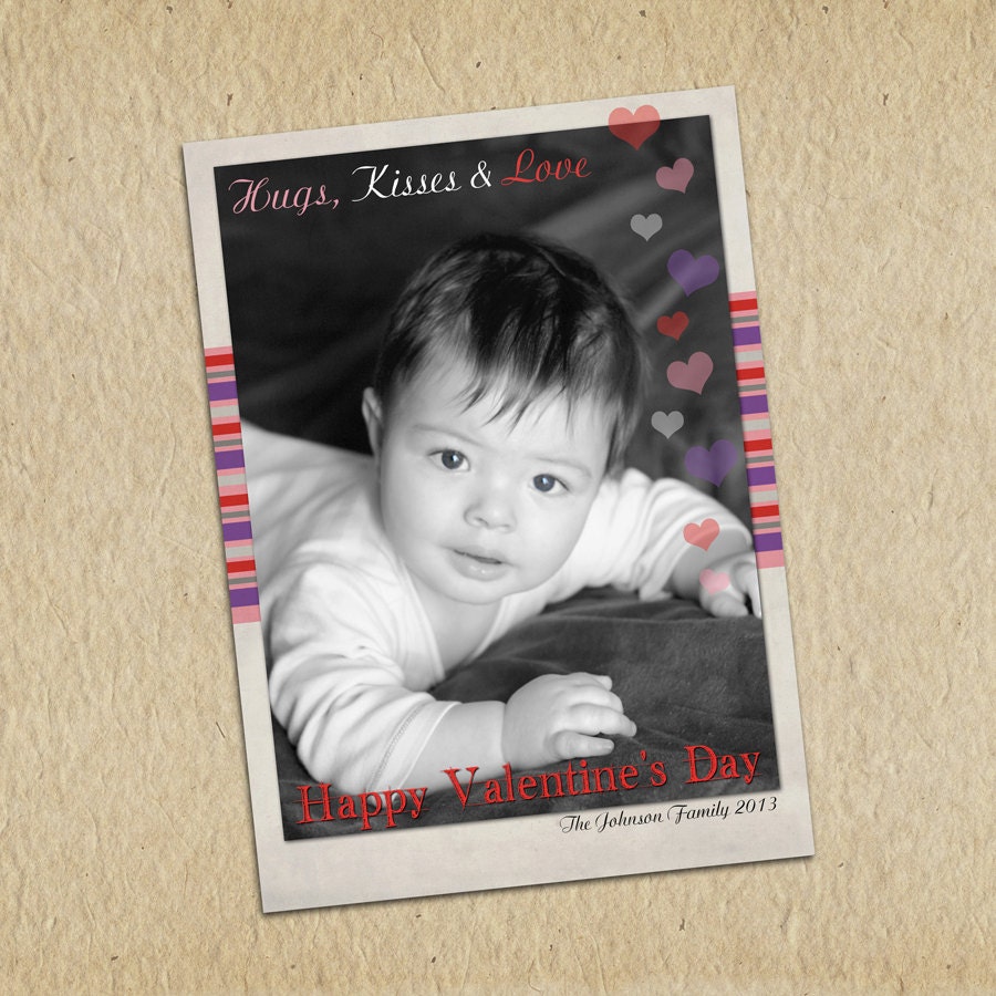 Valentine's Day Photo Card - Customized 5X7 printable download - Happy Valentine's Day - Hugs, Kisses and Love Il_170x135