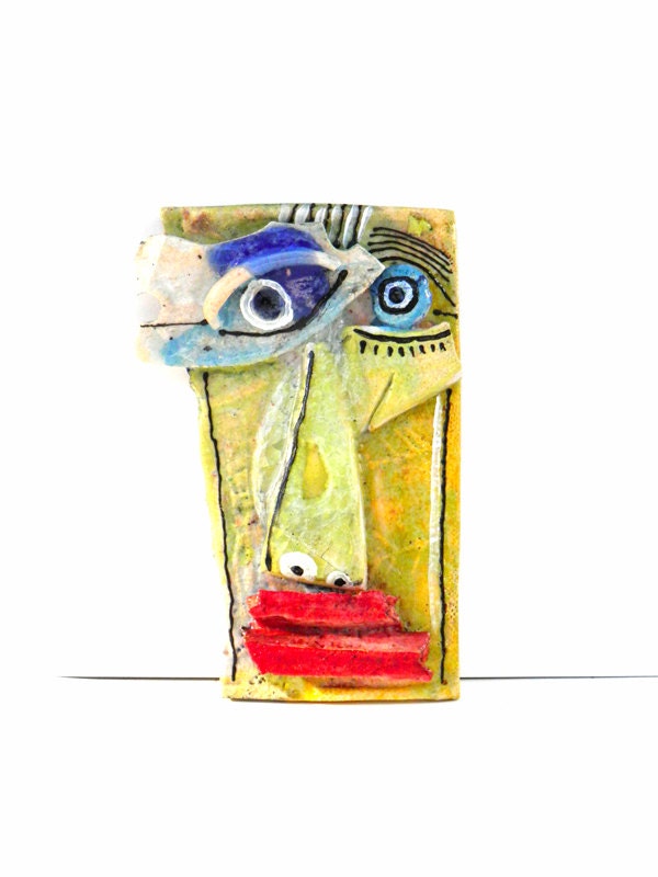 Wall Mask, Abstract ceramic (Wall Art),  3D wall art, Ceramic mask, Handmade sculpture of head,  Ceramic home decor