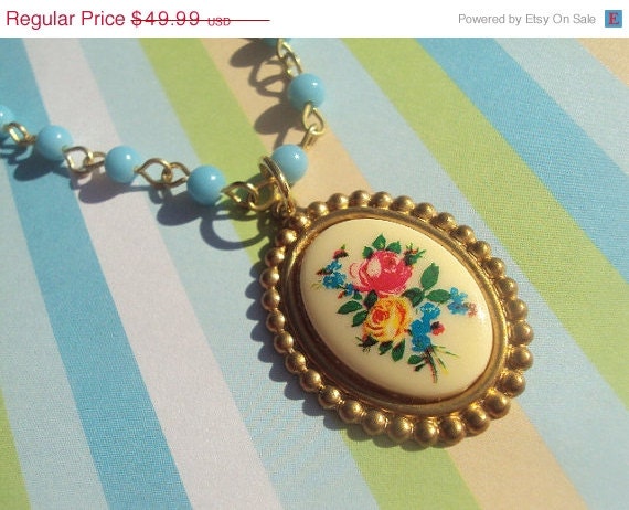 50% OFF SALE Vintage Rose Necklace by Amanda Lynne LUXE