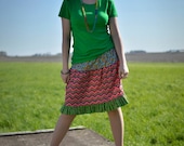 Womens Summer Chevron Skirt, Small, Medium, Pink and Green skirt, ruffled skirt, Serendipity Skirts