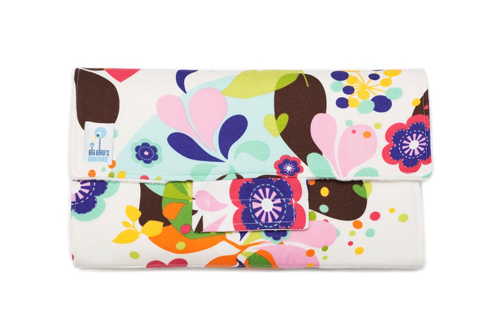 Travel Changing Mat, Baby Changing Pad - Hoffman Fabrics "Spring Fever"