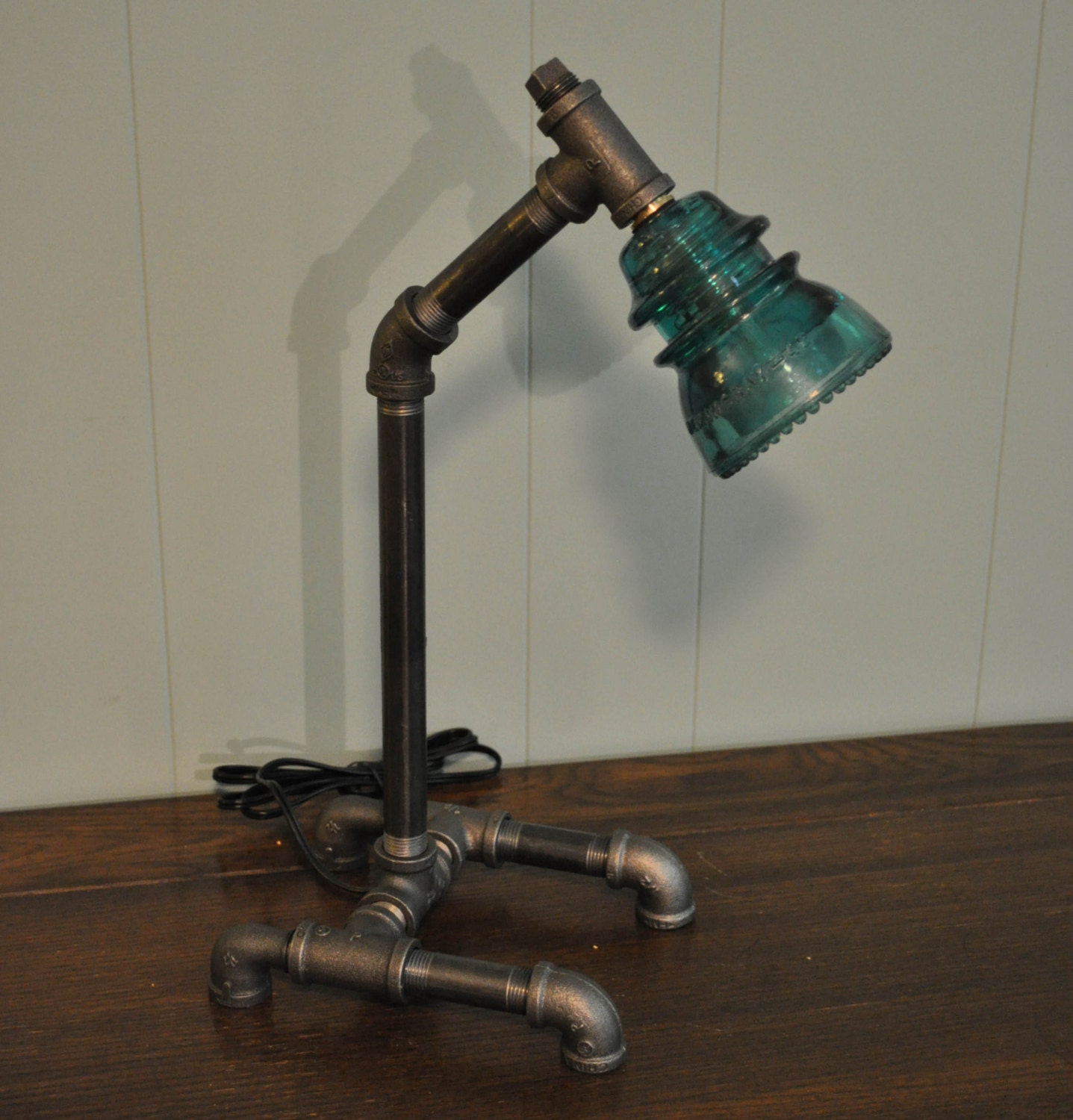 Glass Insulator Desk Lamp Retro-Industrial Styling