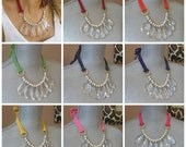 Statement Teardrop Necklace with any Colored Tie - Red Orange Yellow Green Navy Purple Pink Tan Cream Brown Black