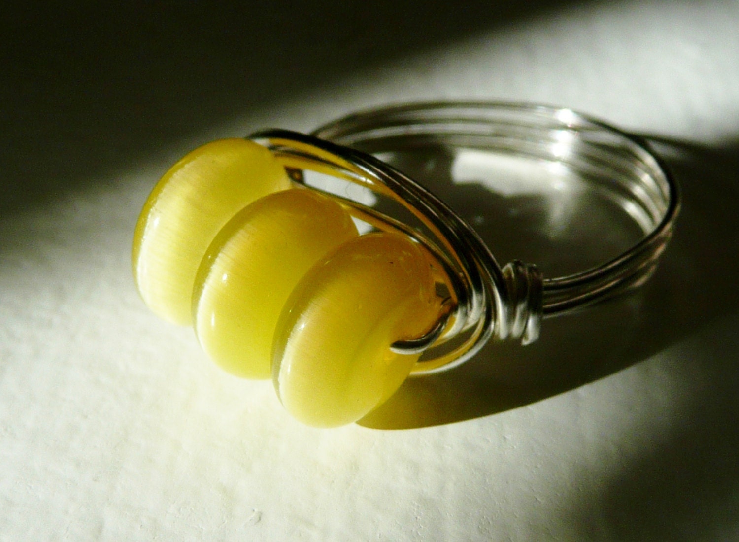 Three Bead Yellow Ring