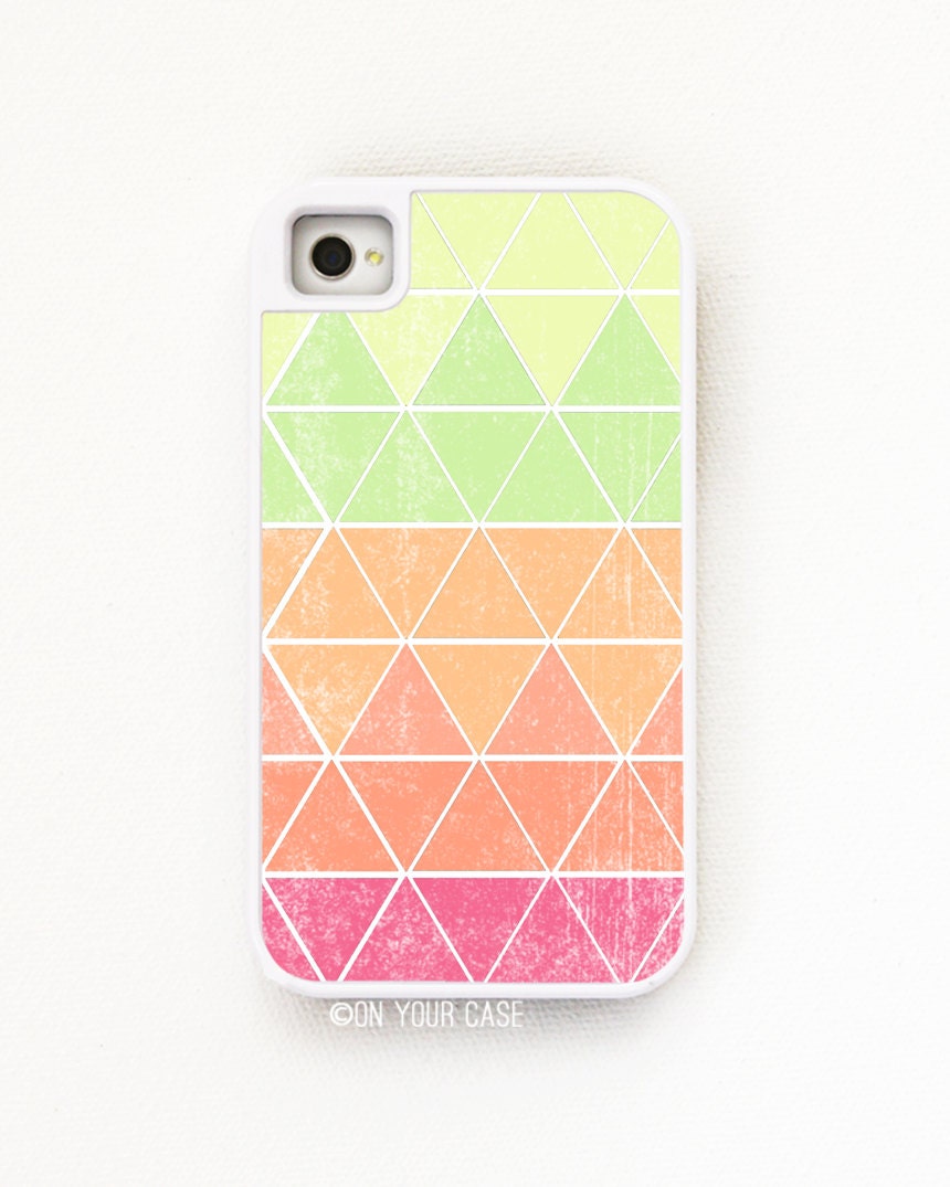 iPhone 4 Tough Case Geometric in Neon - Silicone Lined