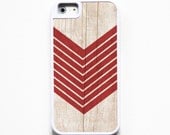 iPhone 5 Case Silicone Lined Tough Case - Wood Geometric Oxblood