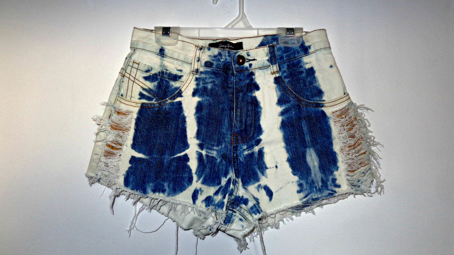 Marbled High Waisted Distressed Shorts