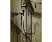 Street Lamps Rustic Photo Florence Italy Street Scene Old Buildings Faded Color 8x12 Small Print Travel Photography