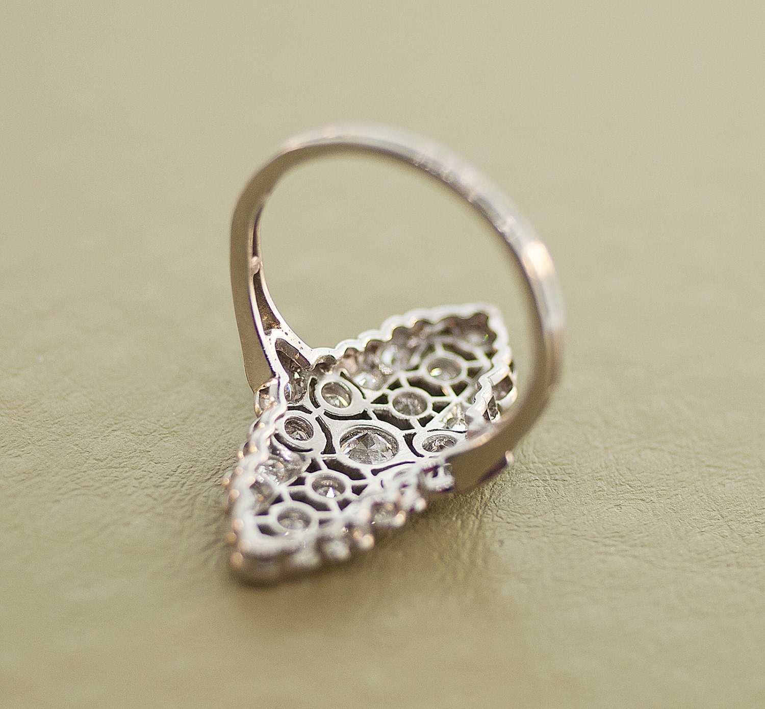 Antique Diamond RIng - Platinum with 21 European Cut Diamonds